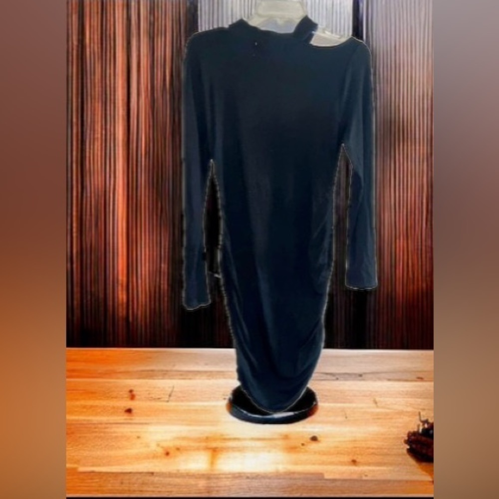 BLACK,  form fitted, dress.